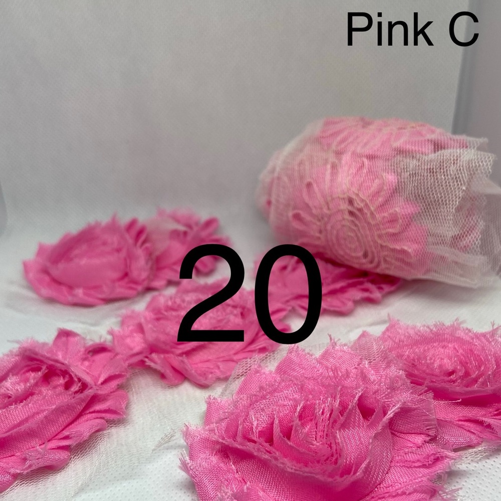 Lot of 20 NEW Pink shabby flowers headbands DIY